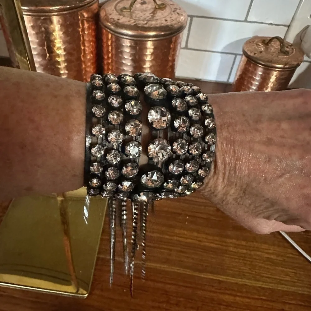 Elegant Black and Silver Crystal Bracelet by designer Erickson Beamon